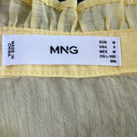 MNG by Mango Yellow Long Sleeve Boxy Popover Shirt Button-Up Ruffle Collar S - Picture 6 of 7